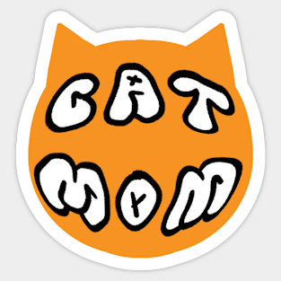 cat mom badge orange Sticker